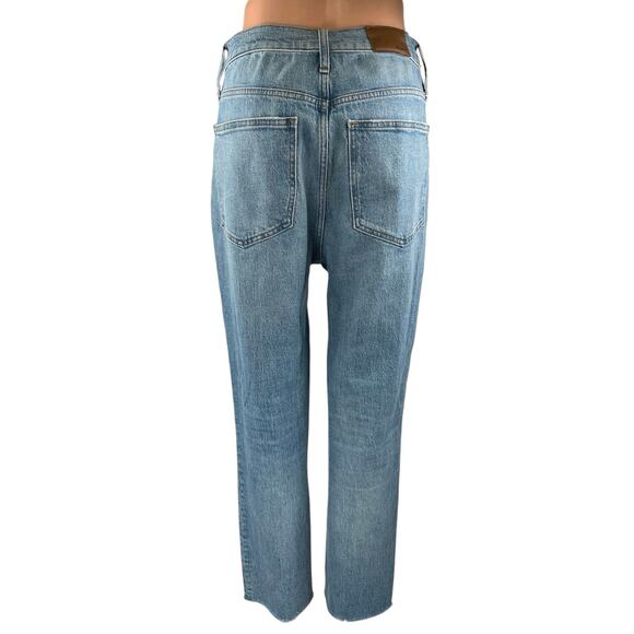 Madewell The Perfect Vintage Blue High Rise Distressed Straight Denim Jeans 32 - Picture 3 of 5